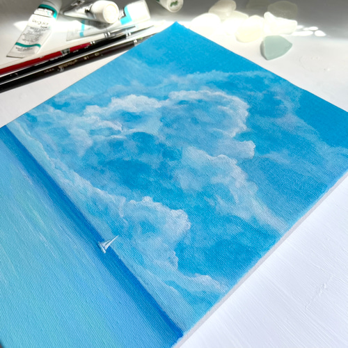 受注制作☆原画☆ 8月の海 アクリル絵の具 F3キャンバス 送料無料 絵画