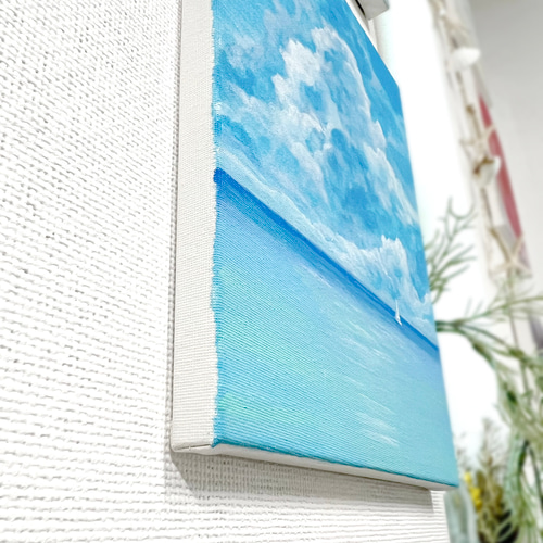 ☆原画☆ 8月の海 アクリル絵の具 F3キャンバス 送料無料 絵画