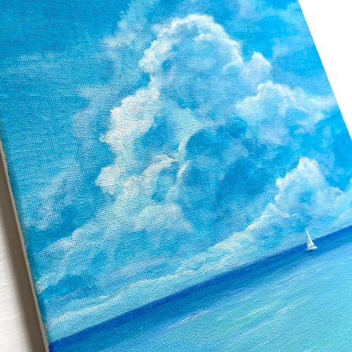 受注制作☆原画☆ 8月の海 アクリル絵の具 F3キャンバス 送料無料 絵画