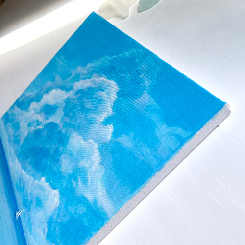 受注制作☆原画☆ 8月の海 アクリル絵の具 F3キャンバス 送料無料 絵画