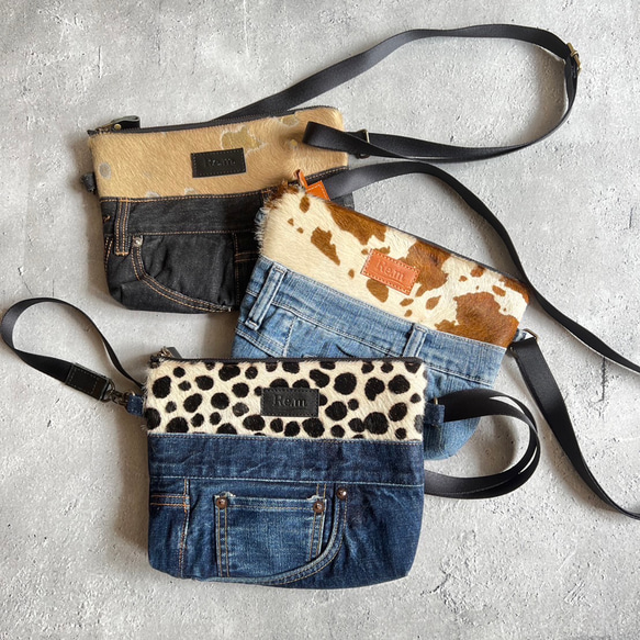 デニムリメイク【ショルダーバッグ＆コンパクト財布】サコッシュ ハンドメイド ハンドメイド デニムリメイク 個性的 ショルダー サコッシュ
