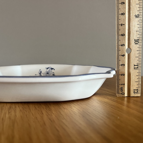 フランスの古い石鹸置き 陶器 古道具 レトロ ソープディッシュ