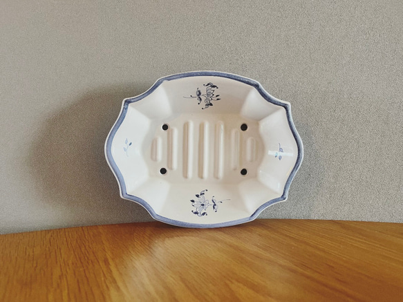 フランスアンティーク ソープディッシュ 水色 ホーロー 石鹸置き フランスアンティーク ソープディッシュ ブルー ホーロー