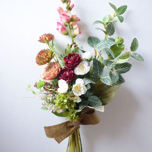 アーティシャルフラワー】ジニアの花束ブーケ ブーケ blow in