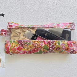 歯ブラシ・ペン　マチたっぷり　クリアポーチ　マーガレットアニー　リバティ　ラミネート　♡夏の庭園に咲き誇る花々 8枚目の画像