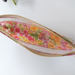 歯ブラシ・ペン　マチたっぷり　クリアポーチ　マーガレットアニー　リバティ　ラミネート　♡夏の庭園に咲き誇る花々 5枚目の画像