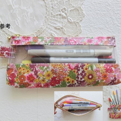 歯ブラシ・ペン　マチたっぷり　クリアポーチ　マーガレットアニー　リバティ　ラミネート　♡夏の庭園に咲き誇る花々 7枚目の画像