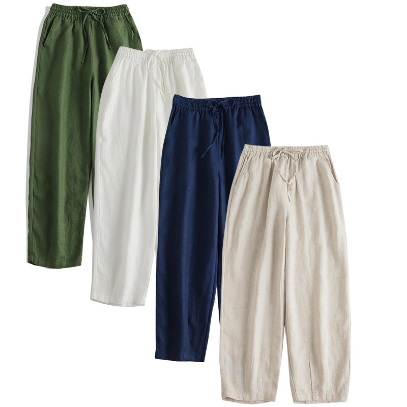 ゴムウエストリネンパンツ　ゆっとりリネンパンツ　4色　M-XL　L441