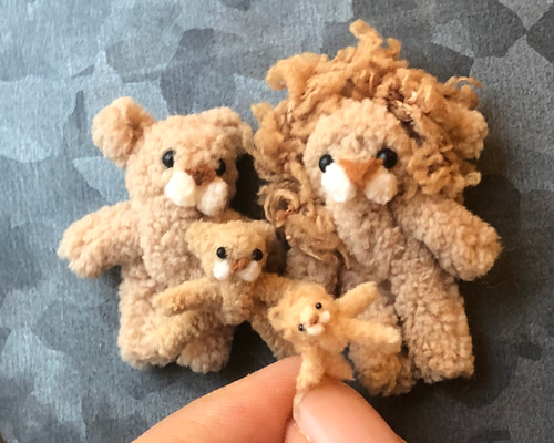 ライオン【2】ハンドメイド ミニチュアベア　ミニチュアテディベア ぬいぐるみ 絶滅危惧種 ミニチュア ぬいぐるみ ライオン ぬいぐるみ U 通販