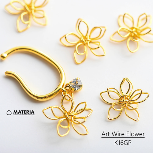 最高級鍍金☆カン付きドロップイヤーカフ K16GP 2個 ゴールド 韓国製  