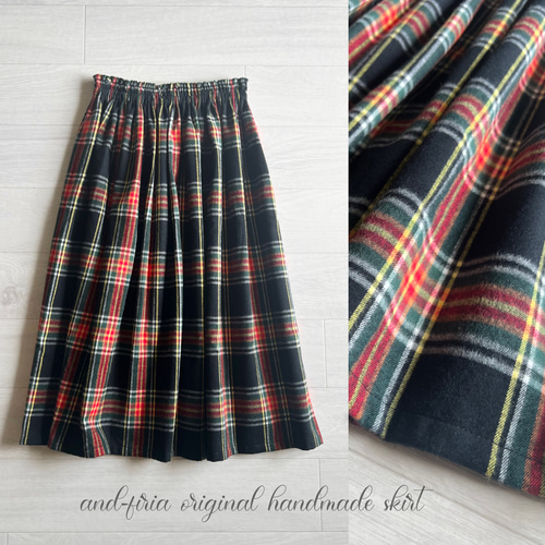 特集掲載】上質シャギーチェックのギャザースカート ブラック