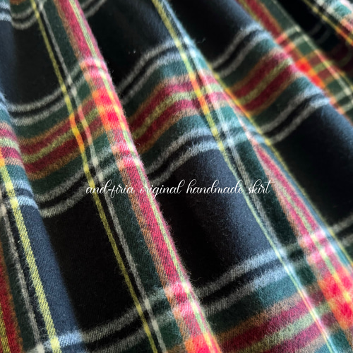 特集掲載】上質シャギーチェックのギャザースカート ブラック ロング