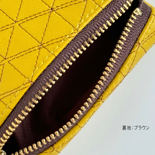 ミニポーチ/三角 イエロー 黄色 幾何学模様 カラビナ ギフト