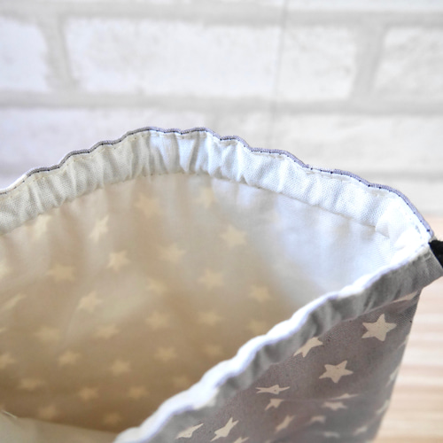 選べる4色！】星柄×ネイビーデニム⭐︎巾着袋／給食袋／コップ袋 No