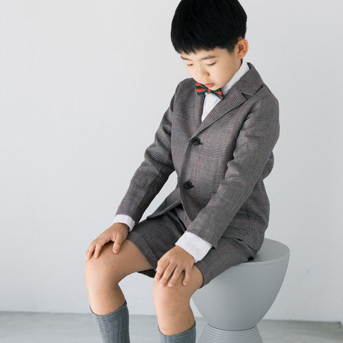 140 150 160 リネングレンチェック 【入学式】スーツ 選べる 蝶