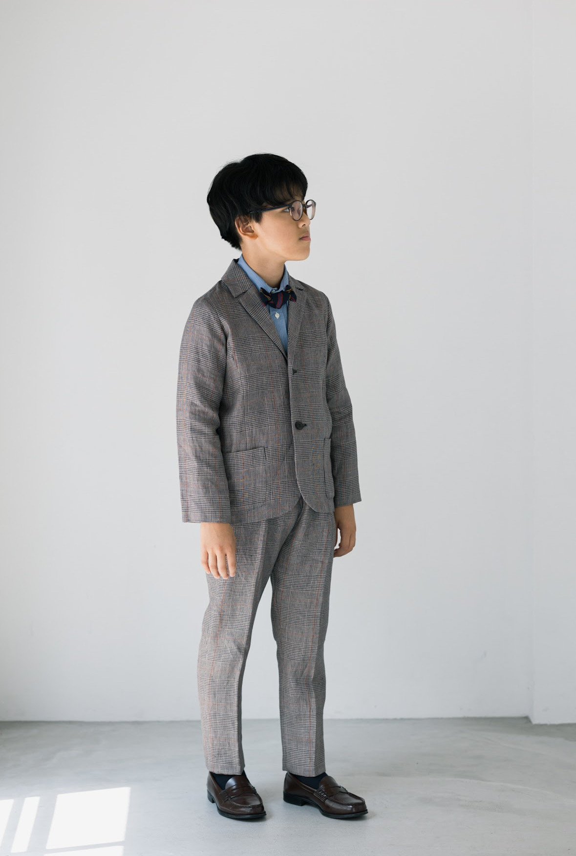 140 150 160 リネングレンチェック　【入学式】スーツ　選べる　蝶ネクタイ　七五三　入園　入学　卒業式