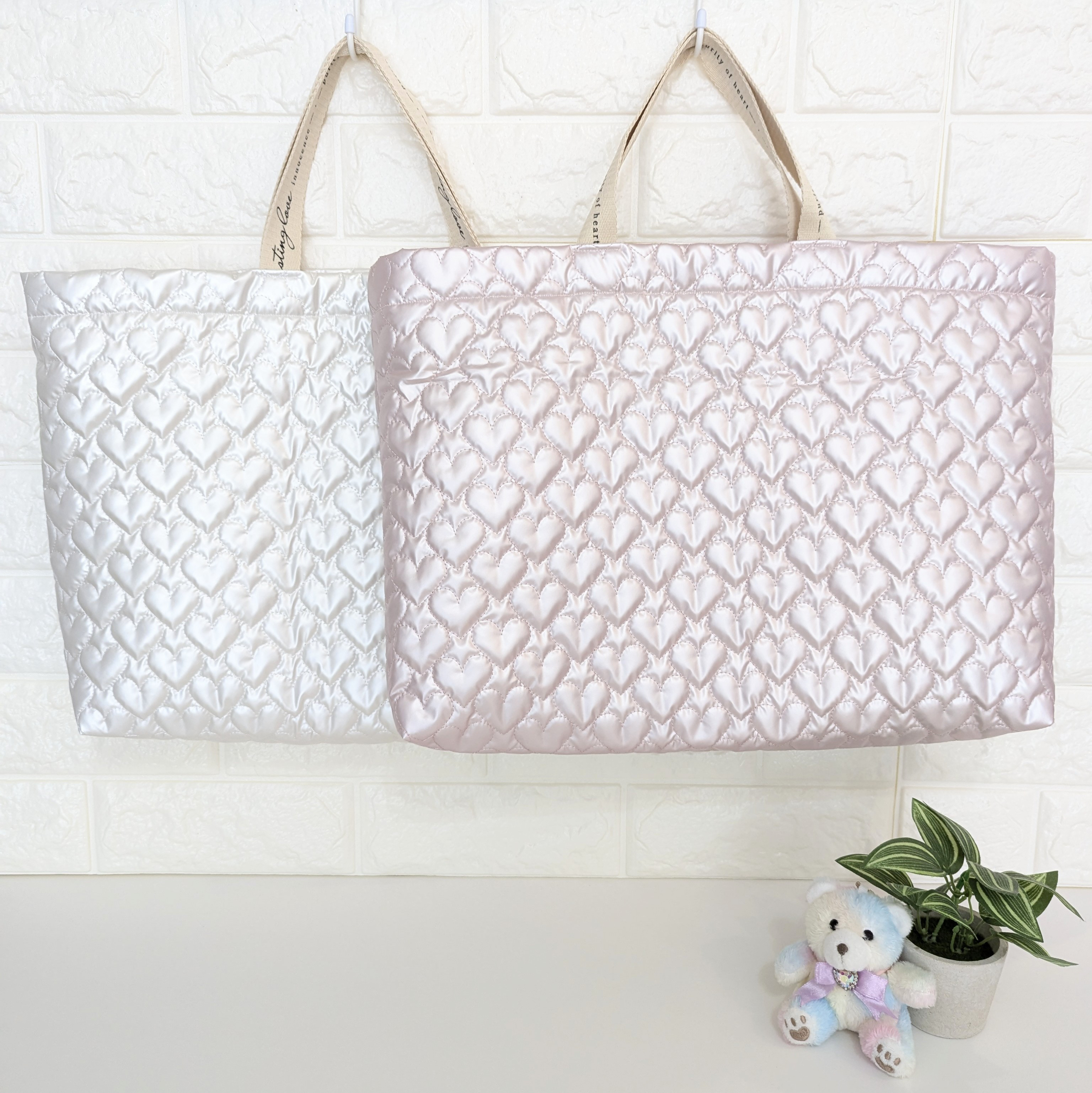 ハネ　オーダー　ハート刺繍　ハートキルティング　レッスンバッグ　体操服袋