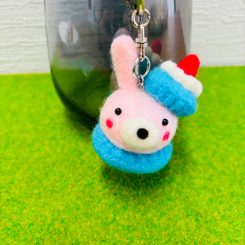 羊毛フェルト マカロンうさぎ キーホルダー 2種 羊毛フェルト toiro