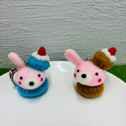羊毛フェルト マカロンうさぎ キーホルダー 2種 羊毛フェルト toiro