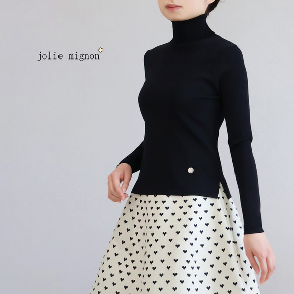 【3サイズから選べる◎】タートルネック ストレッチプルオーバー【ブラック】 1枚目の画像