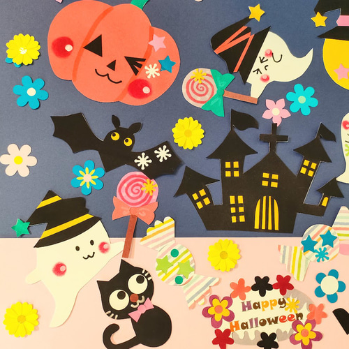 セール 色紙 壁面 アルバム ラミネート可 「ハロウィンの大行進