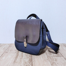 ダークブラウン帆布×キャメルレザー(pvc)ミニリュック リュック