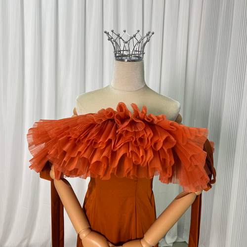 送料無料！上品！ パーティードレス オレンジ オフショル プリンセス  