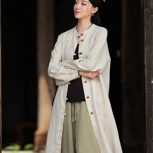 ✳︎亜麻✳︎ガウンコート✳︎麻100%＊サマーコート生成り＊日焼け対策✴︎アンティーク✴︎ ✳︎亜麻✳︎ガウンコート✳︎麻100%＊サマーコート生成り