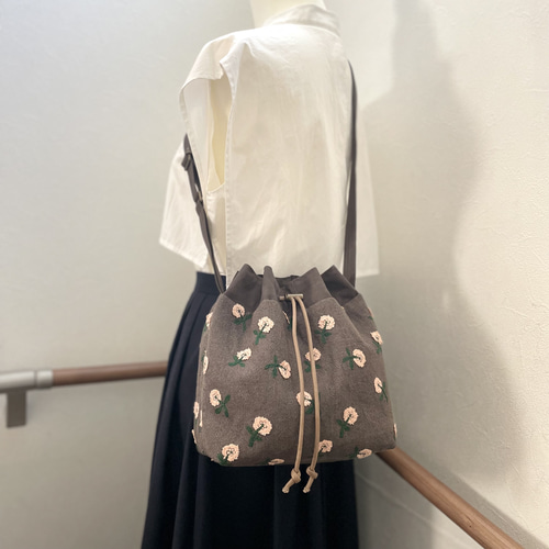 ⚮̈ミナペルホネン skip pink シプリバッグ 巾着ショルダーバッグ 