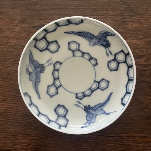 伊万里染付鶴亀甲紋様5寸皿5枚 中皿 antique art nozomi 通販