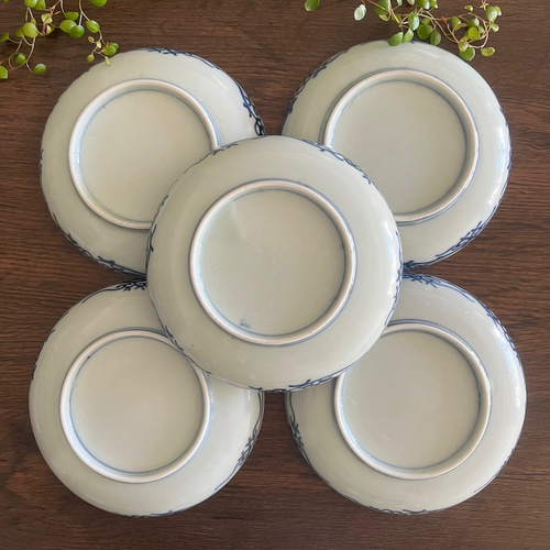 伊万里染付鶴亀甲紋様5寸皿5枚 中皿 antique art nozomi 通販