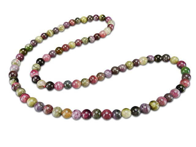 トルマリンネックレス約7mm天然石3層ブレスレット健康の宝石ストレス解消