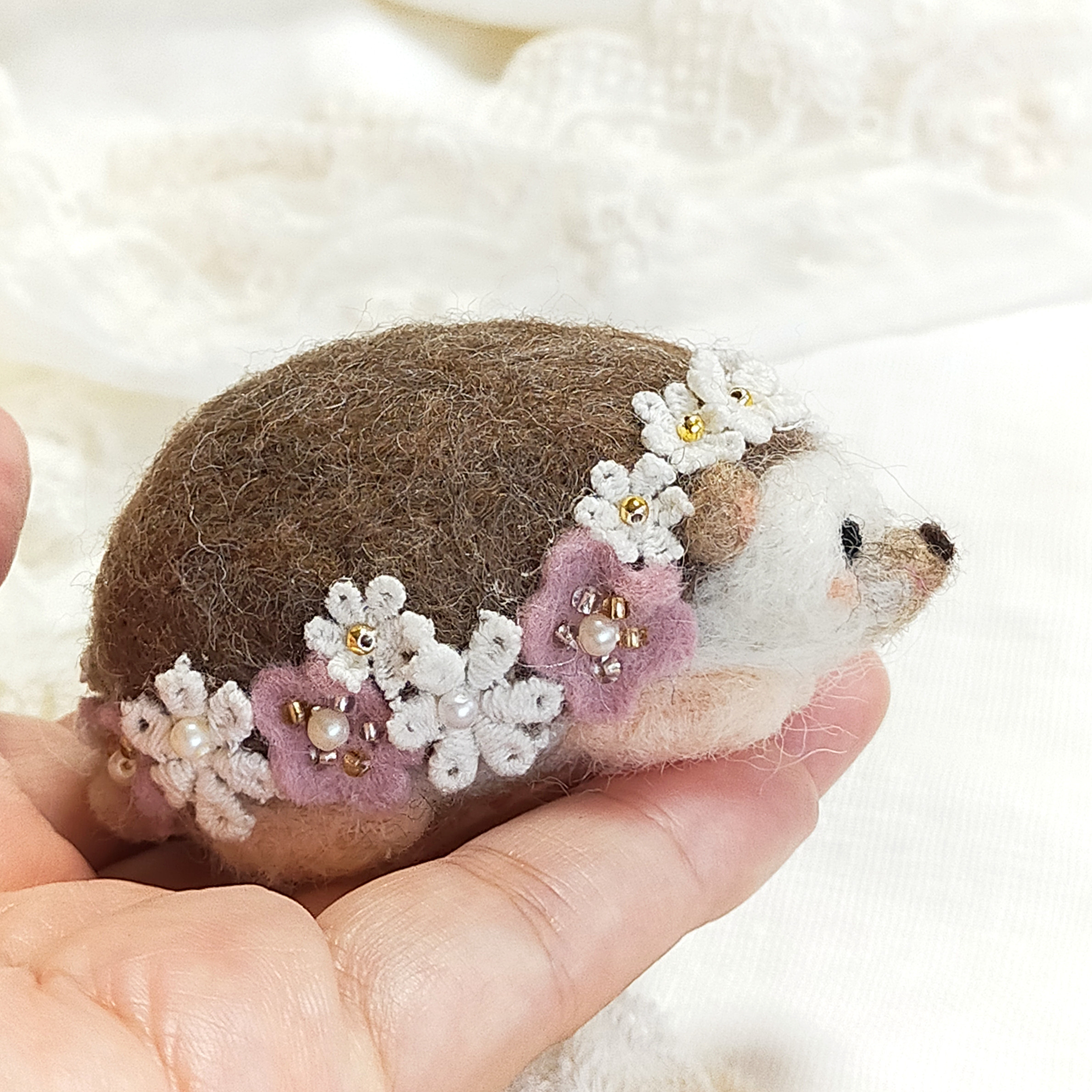 ハリネズミ　女の子　男の子　羊毛フェルト