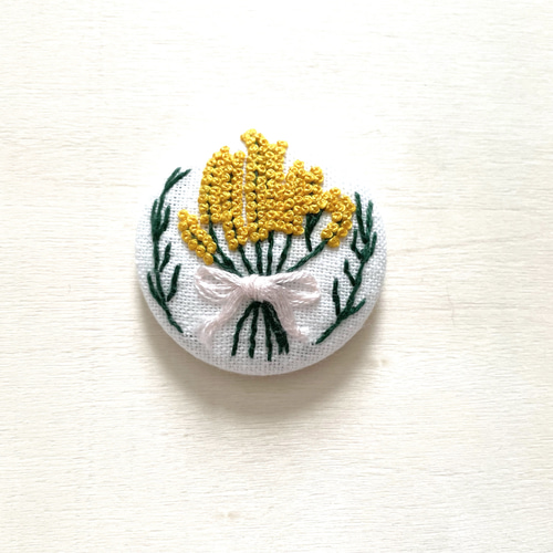 2.7センチくるみボタンヘアゴム♡黄色ばら刺繍