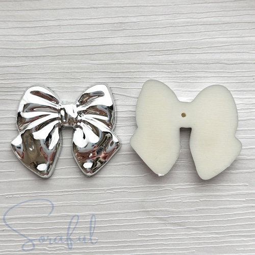 4個】シルバーリボン【デコパーツ】D-0720 デコパーツ ソラフル