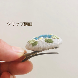 【ミモザ】刺繍　ヘアクリップ付きブローチ 7枚目の画像