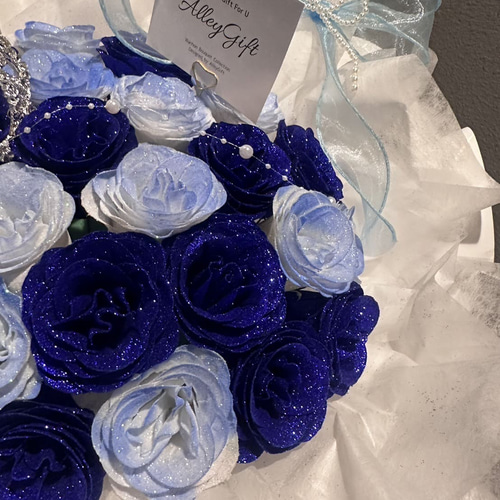 ぽぽーページ　青薔薇　30本　グリッターローズ　オーダーメイド ぽぽーページ 青薔薇 30本 グリッターローズ オーダーメイド 33