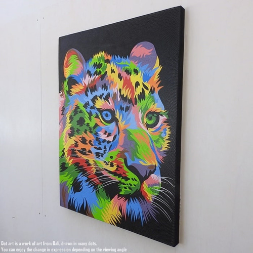 ドットアート 70cm × 90cm ヒョウ ドットペインティング モダン