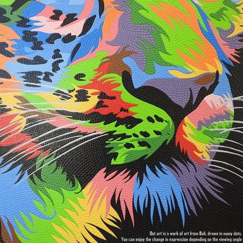 ドットアート 70cm × 90cm ヒョウ ドットペインティング モダン