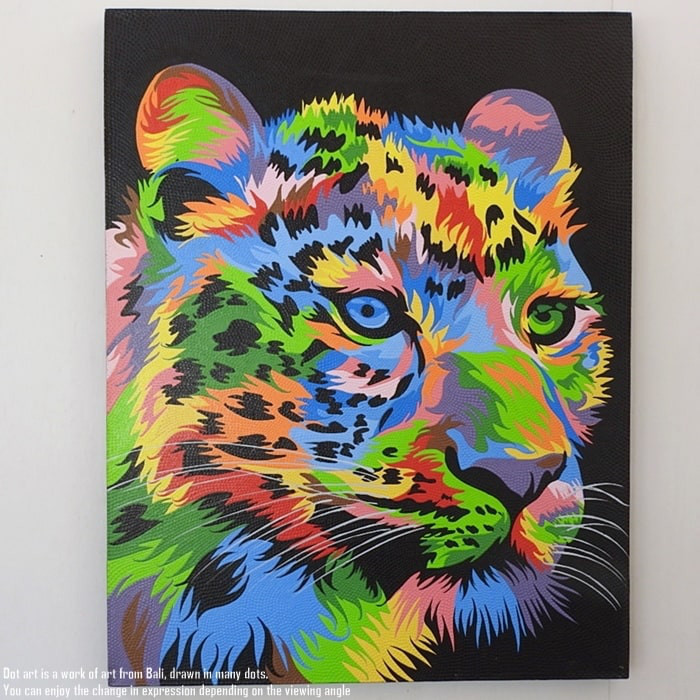 ドットアート 70cm × 90cm ヒョウ ドットペインティング モダン