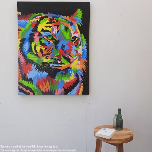 ドットアート 70cm × 90cm 虎 ドットペインティング モダン ドットアート 70cm × 90cm 虎 ドットペインティング モダン