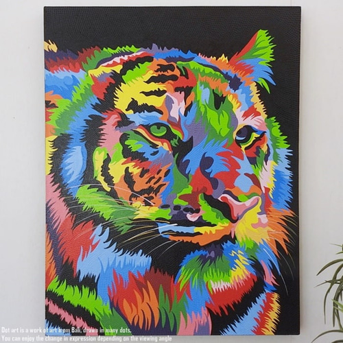 ドットアート 70cm × 90cm 虎 ドットペインティング モダン ドットアート 70cm × 90cm 虎 ドットペインティング モダン