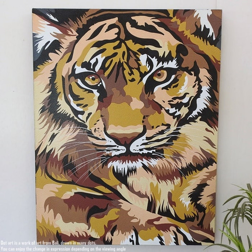 ドットアート 70cm × 90cm 虎 ドットペインティング モダンアート