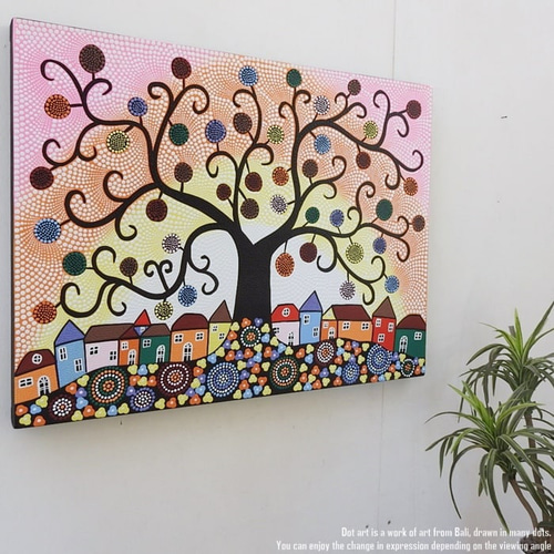 シカ【80×60cm】バリ絵画 ドットアート バリ アートパネル