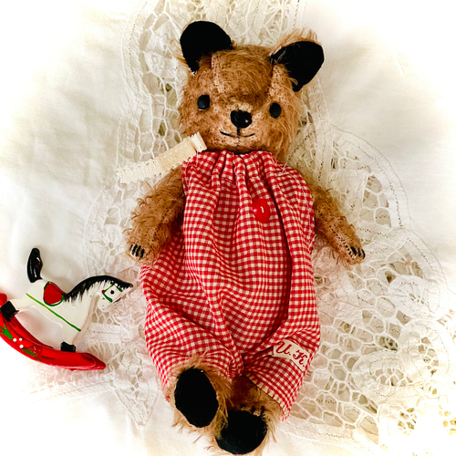 【メーカー直売】 テディベア アンティークテイストの黒耳ベアちゃんʕ•ᴥ•ʔ ぬいぐるみ