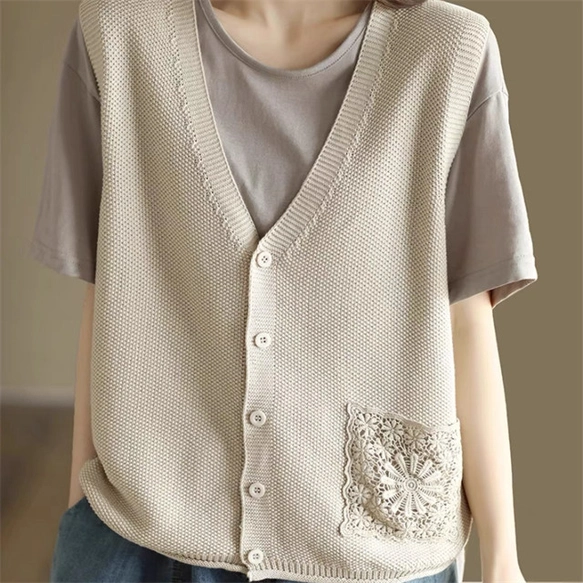 秋の新作、ニットベスト、レディース、 ゆったり、春、冬