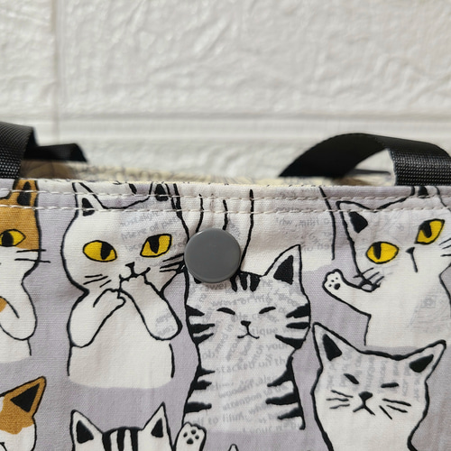 ハンドメイド ミニトートバッグ 猫柄 バッグインバッグ 小物入れ