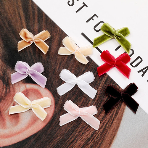 C543-10 60個 ミニリボンパーツ ベロア ベルベットリボン 結び