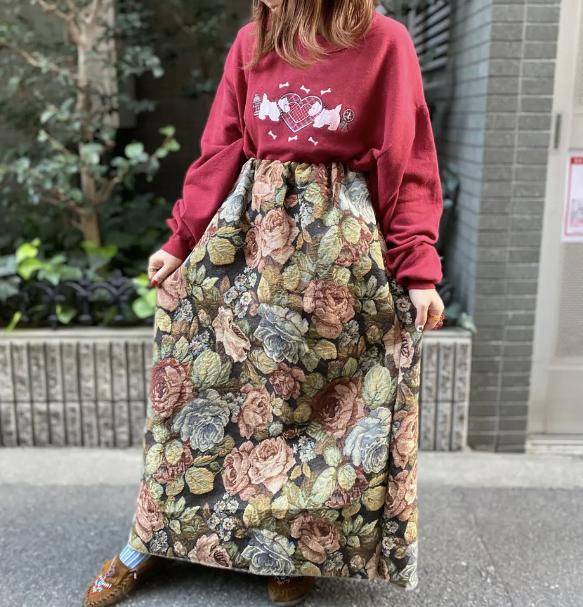 古着　ヴィンテージ　vintage スカート　ロングスカート　ゴブランスカート　リメイク　リメイクスカート　個性派