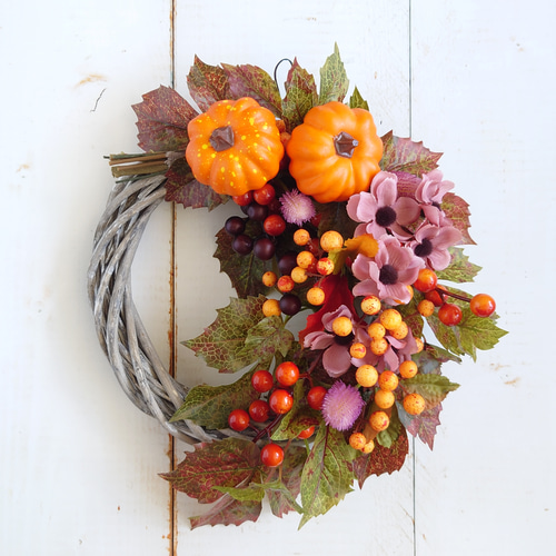 専用＊Halloween＊ミニパンプキン＆オリーブ　ナチュラル フェイクリース 専用＊Halloween＊ミニパンプキン＆オリーブ ナチュラル フェイク